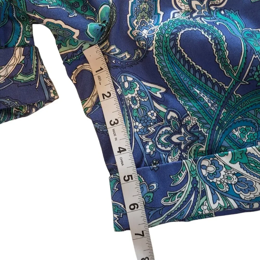 Lauren Ralph Lauren Shorts, Blue Green Paisley, Cuffed, Gold Buttons sz 4